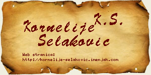 Kornelije Selaković vizit kartica